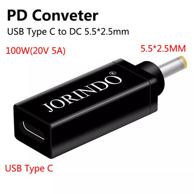 100W USB Type C Female To DC 5.5x2.5mm Male PD Connector Fast Quick Charge