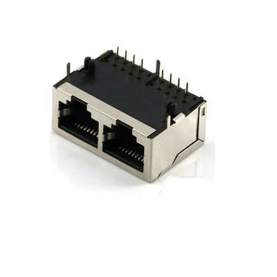 Double Ports RJ45 Female Socket UL94V-0 PCB Ethernet Connector 8p
