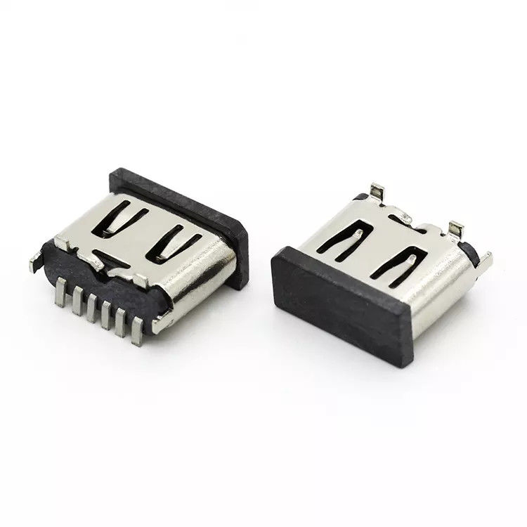 Vertical 6P Female USB 3.1 C Connector Jack Socket SMT Type For Mobile Phone