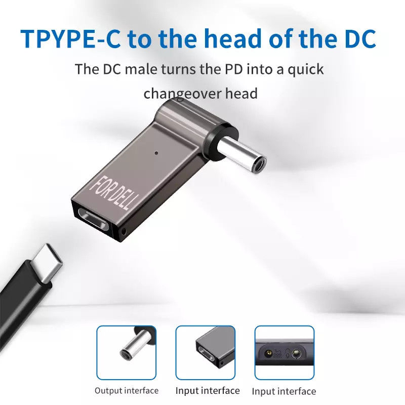 100w Plug Adapter Type C To Video Round Quick Charge Male 18.5v - 20v
