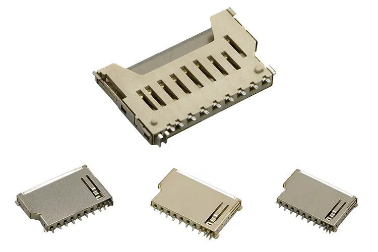 Short Body 9Pin SD Memory Card Connector Push Push Type Copper Shell