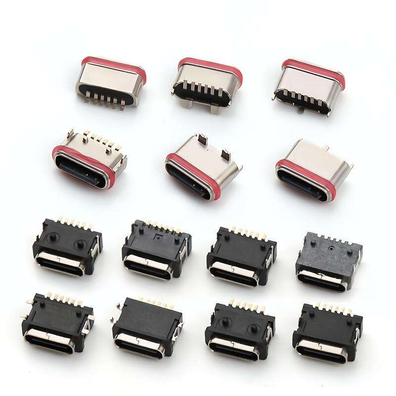 IP67 Waterproof USB Connector 6pin horizontal surface mount USB Type C Female Connector