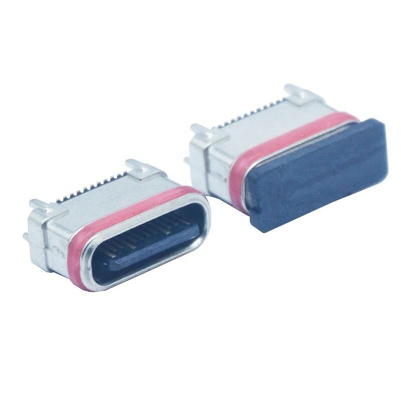 Waterproof SMD Vertical Zinc Powder Metallurgy 24Pins Female Type-c Connector USB Charging Port Plug