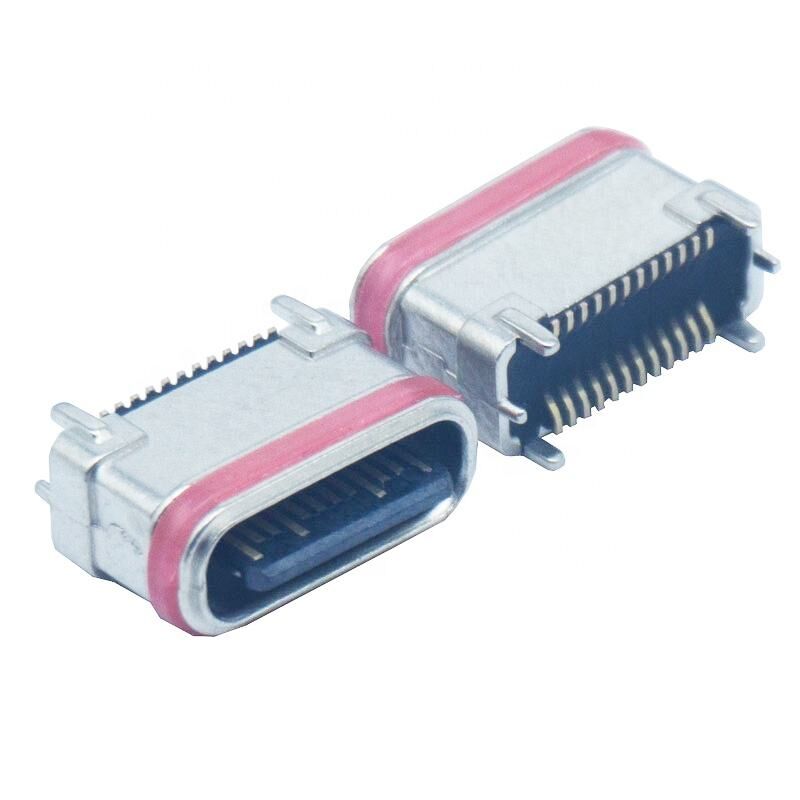 Waterproof SMD Vertical Zinc Powder Metallurgy 24Pins Female Type-c Connector USB Charging Port Plug