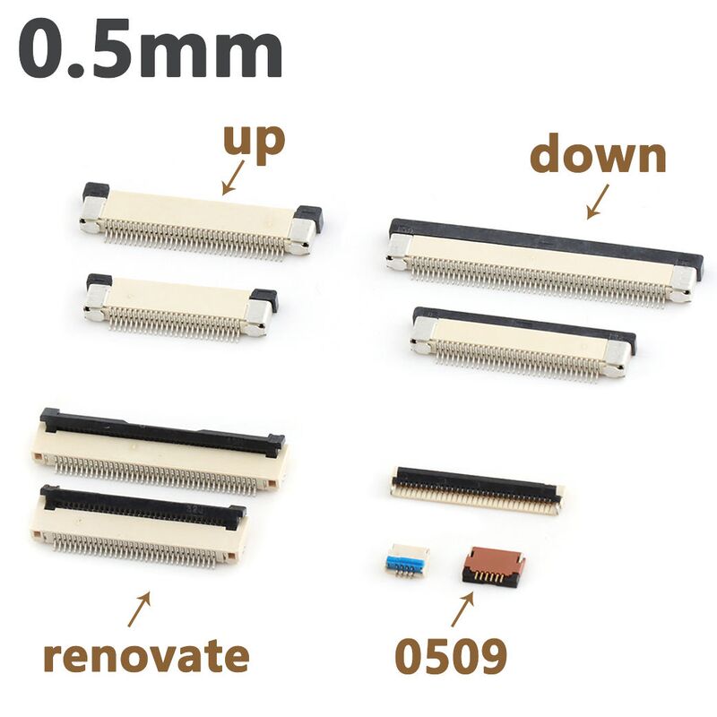 FPC connector 0.5mm Horizontal Smt Flip-lock Type Upper Top Bottom Down Contact 4-60pin