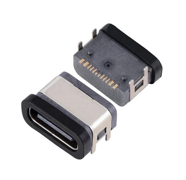 16pin USB Female Connector Waterproof Type-c Socket SMT IPX7