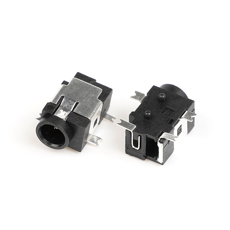 4-Pin SMT SMD 1.3mm Black Phosphor Bronze 12V 1A DC Female Audio Video Jack Socket Nylon Housing Right Angle Connectors