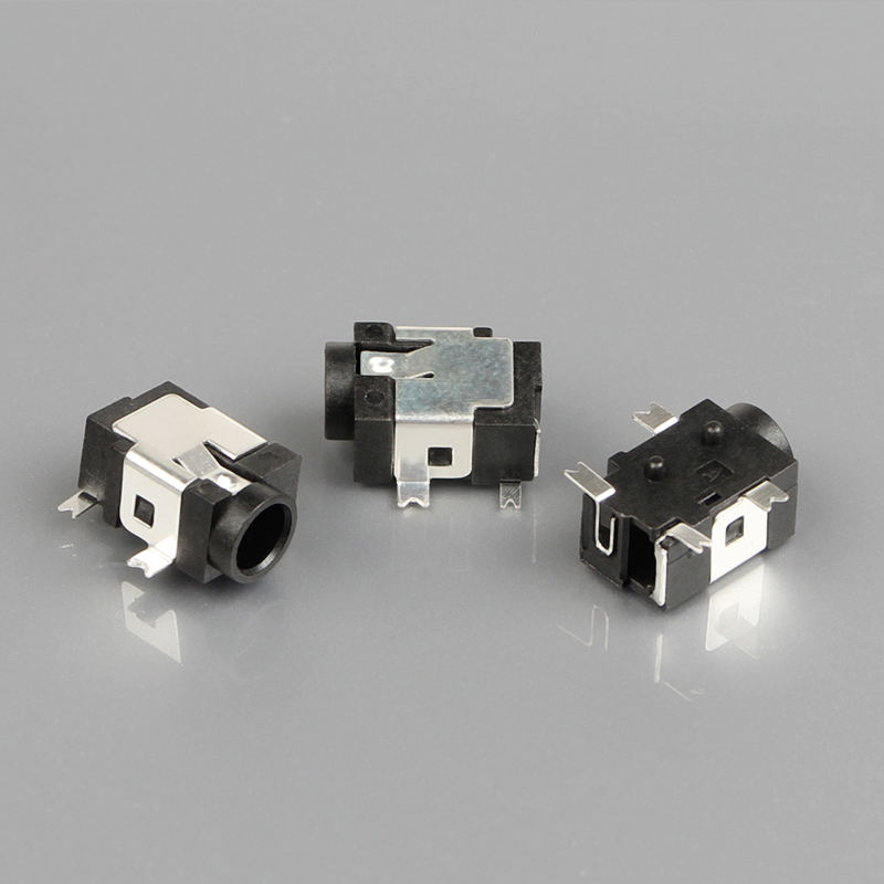 4-Pin SMT SMD 1.3mm Black Phosphor Bronze 12V 1A DC Female Audio Video Jack Socket Nylon Housing Right Angle Connectors