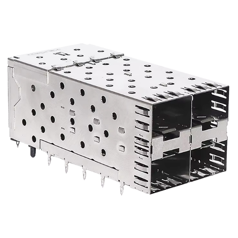 SFP Cage 2X2 with Light PIPE SFP Connector Dust Cover Fiber Optic Module Shielding