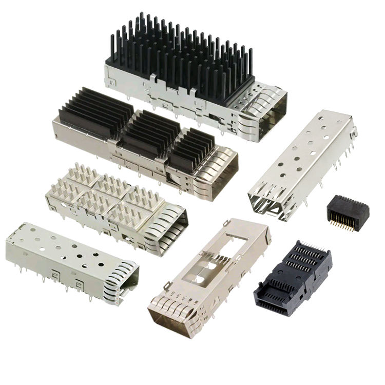 SFP Port Connector Metal EMI Without Light Pipe Press-Fit Type 1X1 SFP Cage