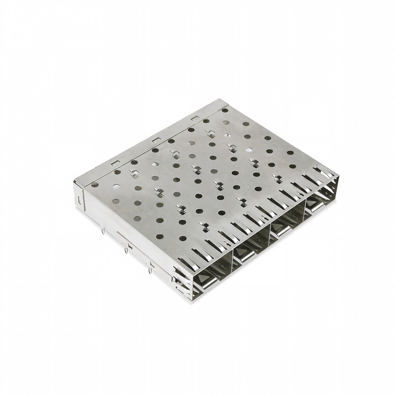 SFP Series Connector Straight Solderless 4 Ports SFP+ Cage, Press-Fit Termination 1x 4 SFP Cage Without Light