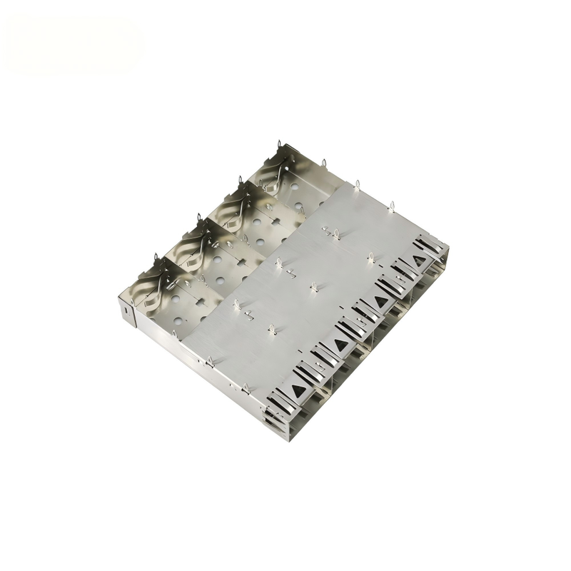 SFP Series Connector Straight Solderless 4 Ports SFP+ Cage, Press-Fit Termination 1x 4 SFP Cage Without Light