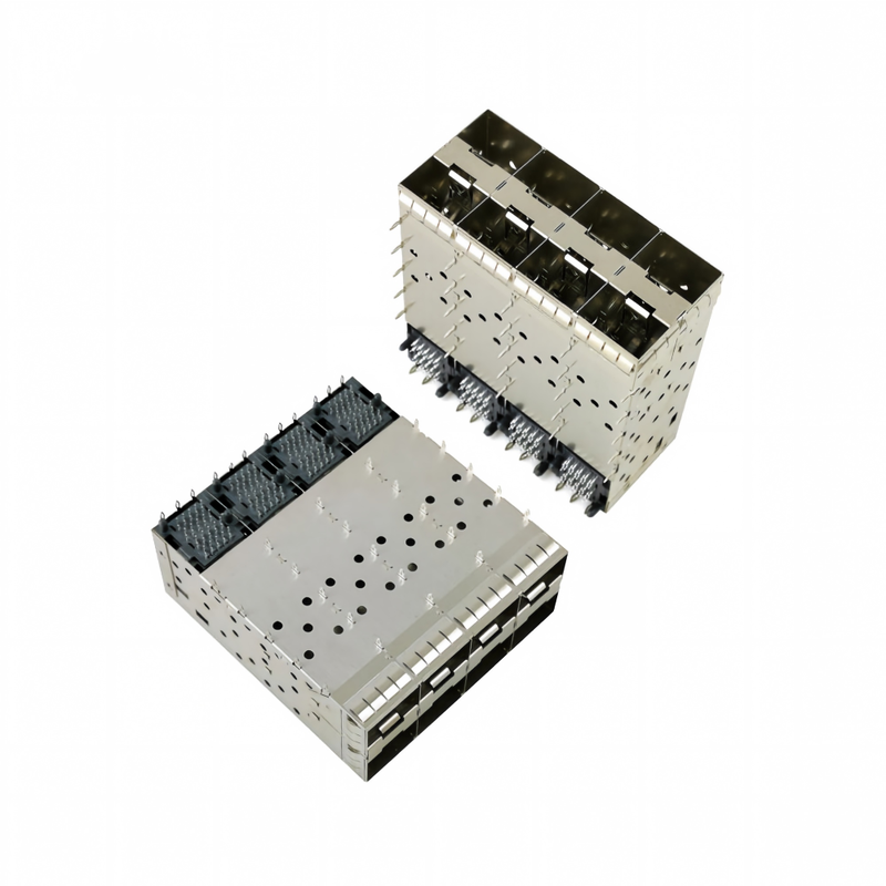 8-Ports 160pin SFP+ Press-Fit Small Form-factor Pluggable (SFP+) Connector Matrix Configuration 2x4 Port W/o Light Model
