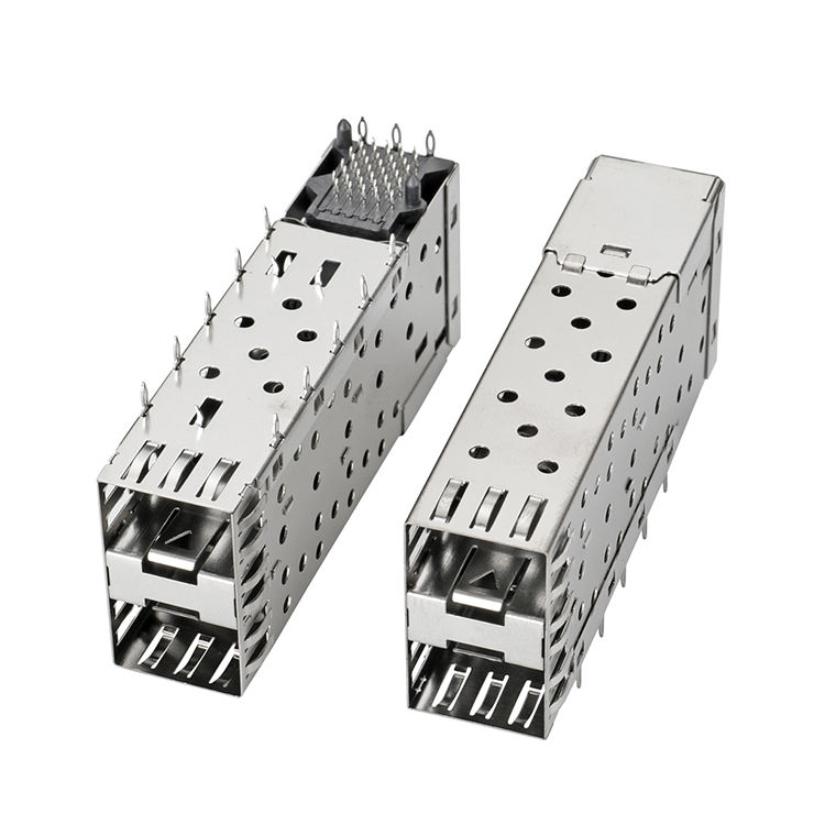QSFP SFP Cage 2X2 Port Cage with Light PIPE XFP CFP Sfp Connector Dust Cover Fiber Optic Module Shielding