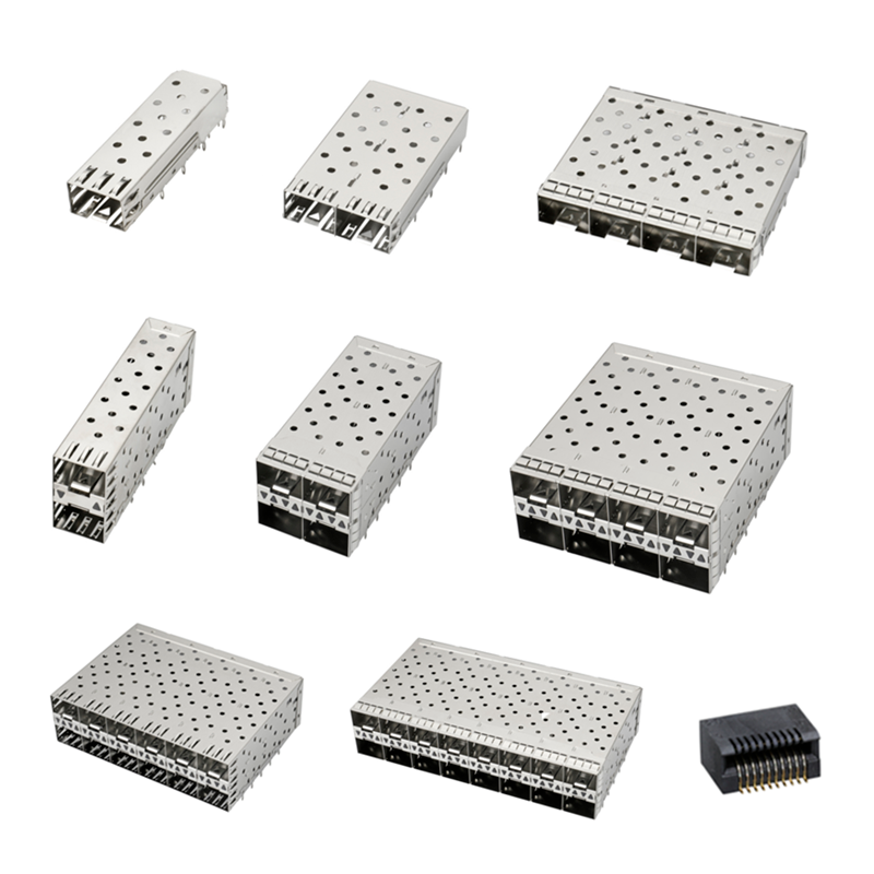 QSFP SFP Cage 2X2 Port Cage with Light PIPE XFP CFP Sfp Connector Dust Cover Fiber Optic Module Shielding