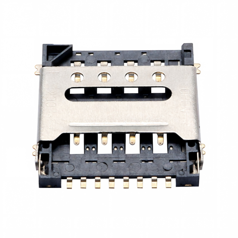 Micro SIM Card Socket 8 Pin H1.5 Flip Type Female Connector SUS Shell Copper Alloy
