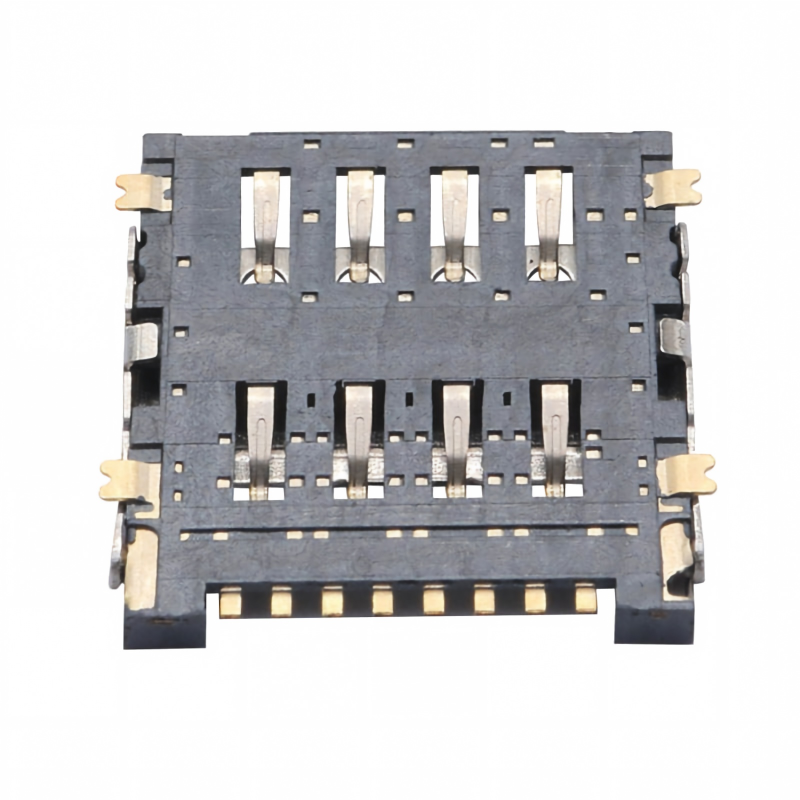 Micro SIM Card Socket 8 Pin H1.5 Flip Type Female Connector SUS Shell Copper Alloy