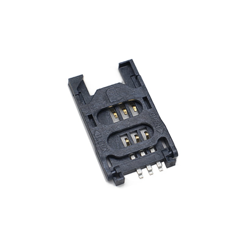 2.8H 6Pin Clamshell-Type SIM Card Holder Black SIM Plastic Wholesale from Factory R&D and Production