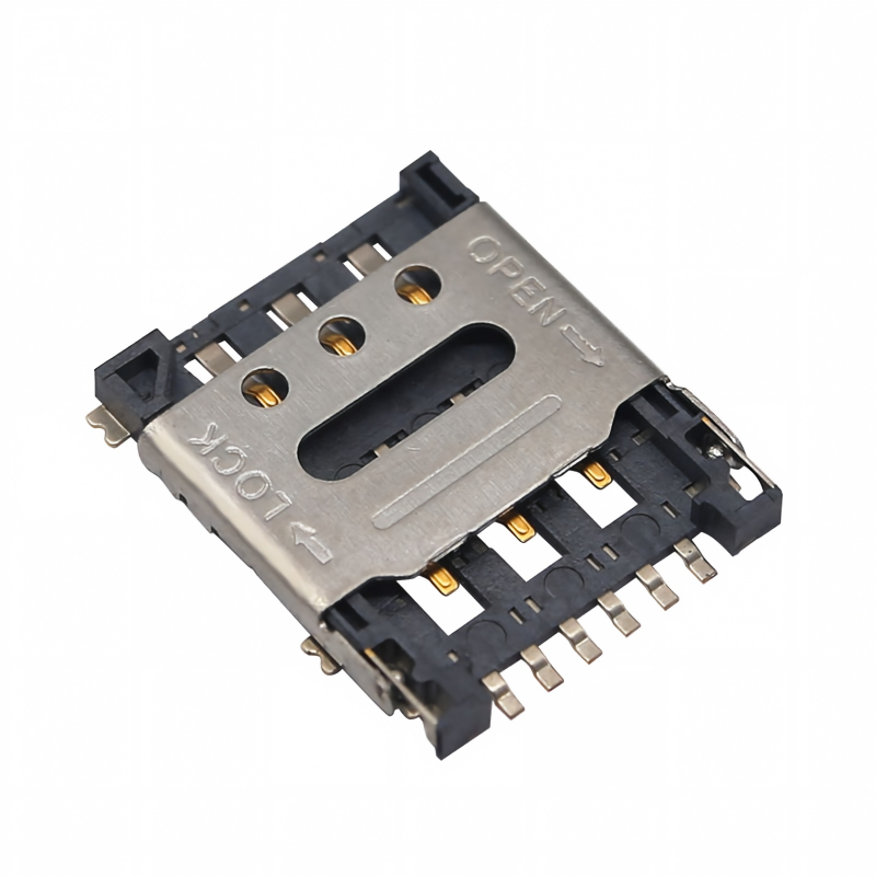 Nano SIM Card Slot Connector 6 Pin Flip Cover Style 1.45H PCB Mounting Nickel Gold Plating