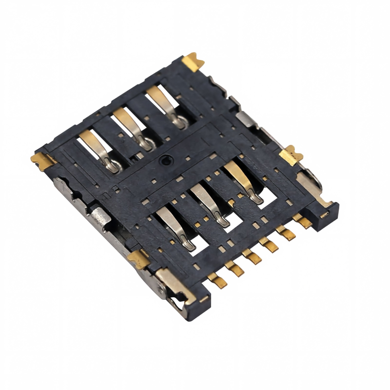 Nano SIM Card Slot Connector 6 Pin Flip Cover Style 1.45H PCB Mounting Nickel Gold Plating