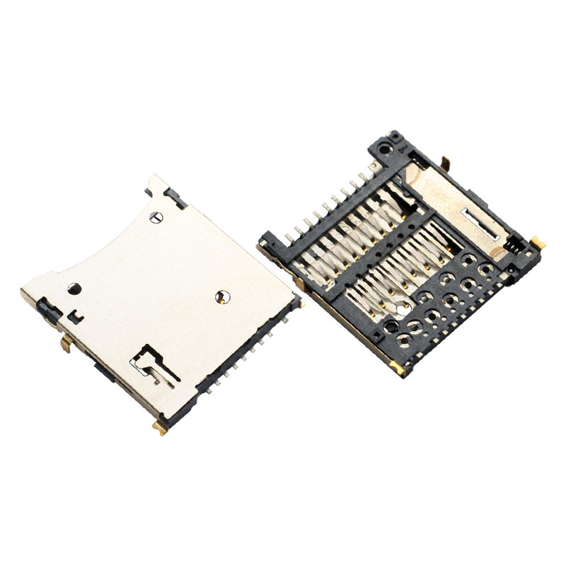 Push-Push Type Brass 9-Pin Micro SD Card Connector for Drone & PC