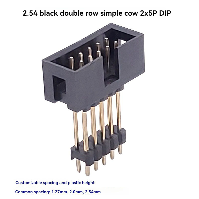 2.54mm Pitch Black 2x5pin Box Header Connector DIP Two-Row Pin Socket Customizable Headers & Wire Housings