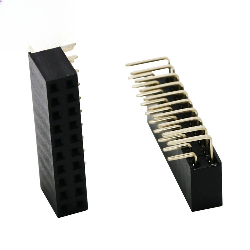 2X10P 20P Double Row Bent Female Header Pitch 2.54mm Pin PBT Material Phosphor Bronze Contacts