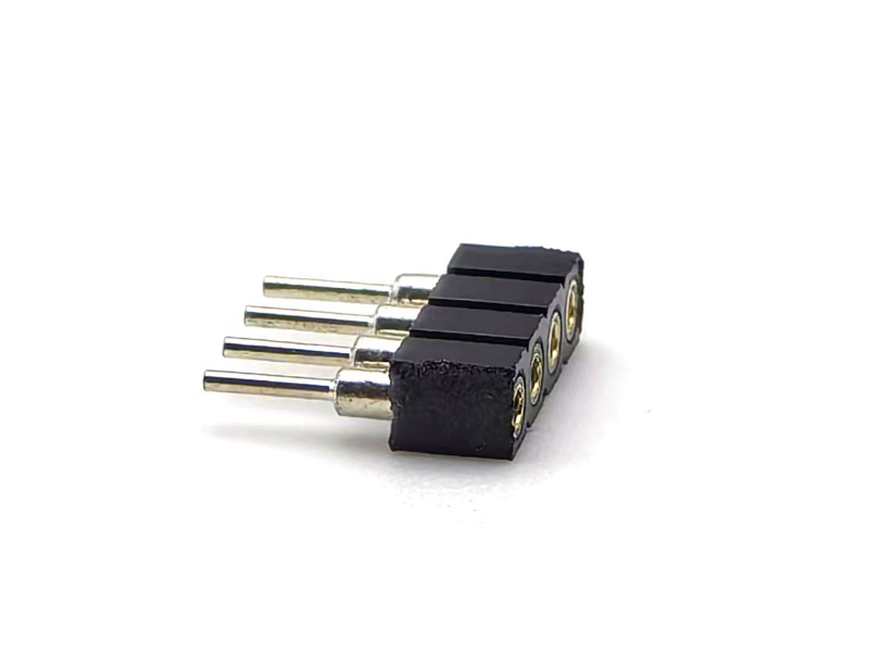 2.54mm Pitch DIN Brass Female Round Header Connector PPS Housing H3.0mm 1*4P For PCBA
