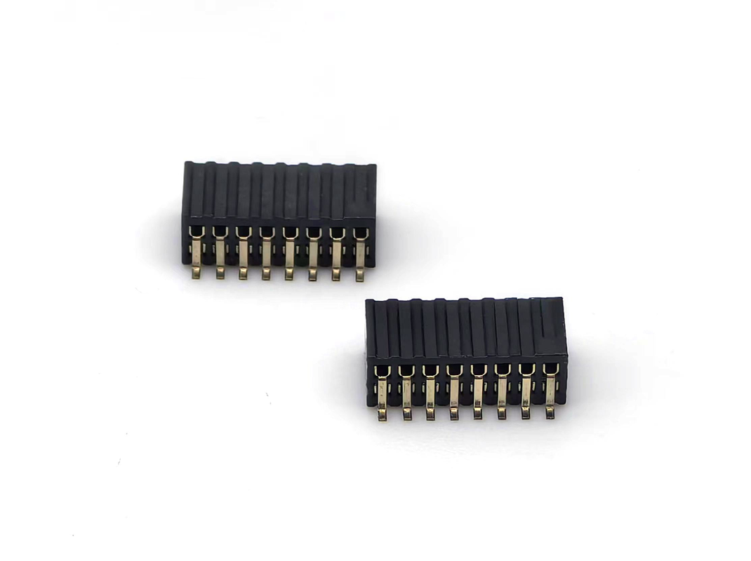 1.27mm Pitch Female Header Connector Dual Row Side Entry SMT PCB Adapter Brass Contact Nylon Housing H3.45mm 2*8P