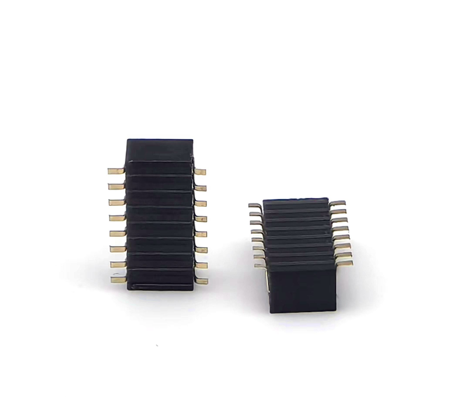 1.27mm Pitch Female Header Connector Dual Row Side Entry SMT PCB Adapter Brass Contact Nylon Housing H3.45mm 2*8P