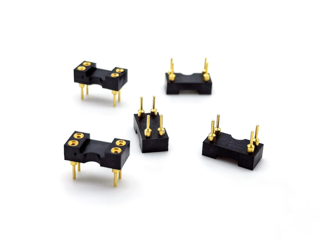 2.54mm Pitch IC Socket Machined Female Header Straight H3.0mm 4P Hole All Gold 60V Rated PPS Shell 