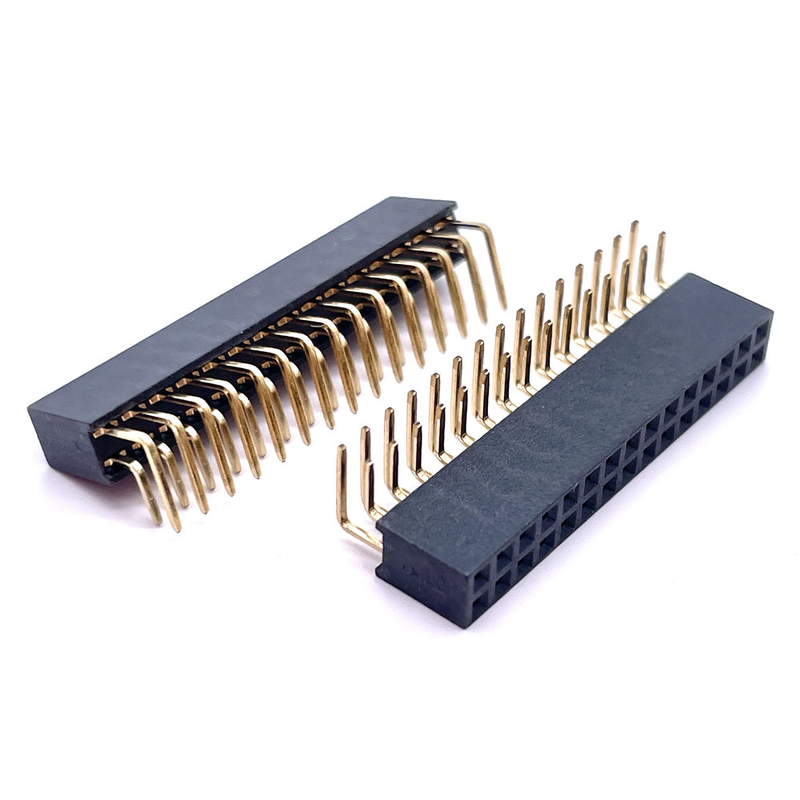 Double Row 2.0 Pitch Right Angle Plug H 6.35mm Female Pin Header Connector Plastic Brass Contact PCB