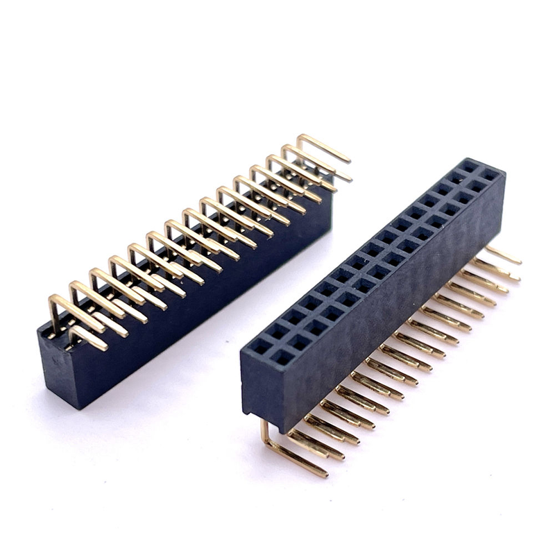 Double Row 2.0 Pitch Right Angle Plug H 6.35mm Female Pin Header Connector Plastic Brass Contact PCB