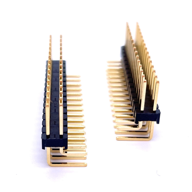Brass Contact IP68 40-pin 2.0 mm Pitch Dual Row Plastic PCB Right Angle Pin Header