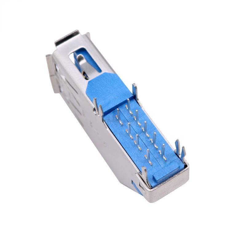 USB 3.0AF Female DIP 90 Degree Side Insert Reverse Curly Edge 1.5A High Current Premium Connector