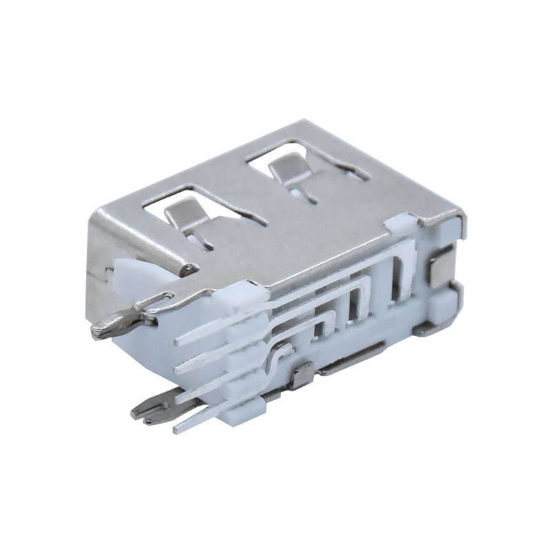 USB Type A Female Short Body 10.0 Insert Black White Orange Plastic 90 Degree Bend Connector