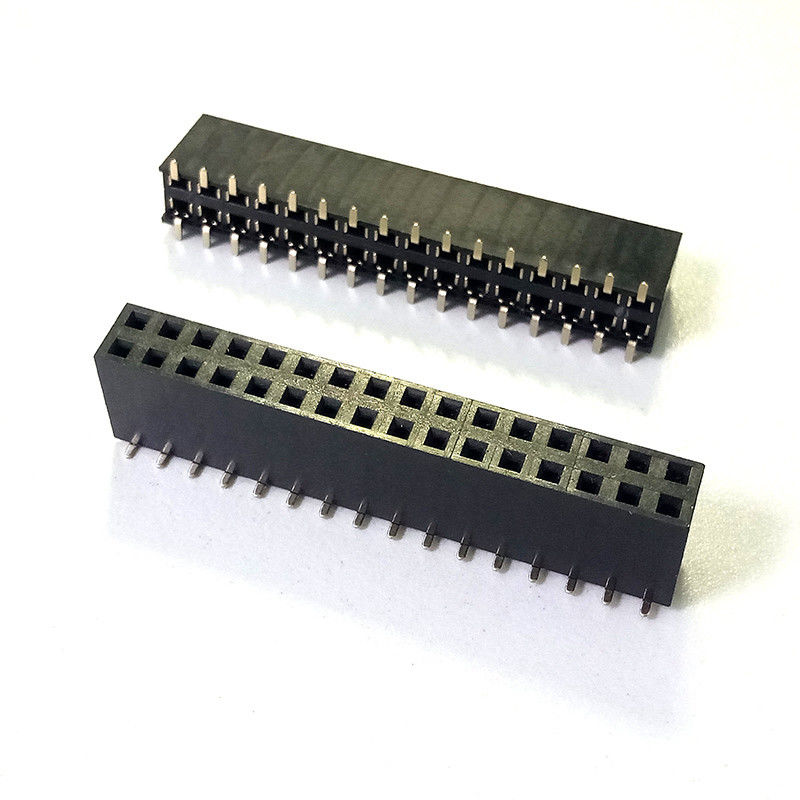 PA6T UL94V-0 Female Header Connector with 2.54mm Pitch and Brass Gold Flash Contact