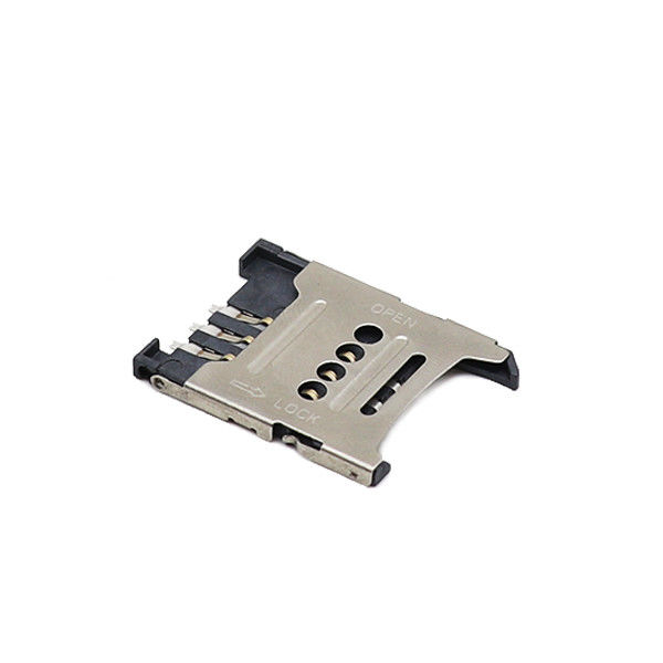 6 Pin Flip Type Sim Card Connector LCP Plastic Durability Long