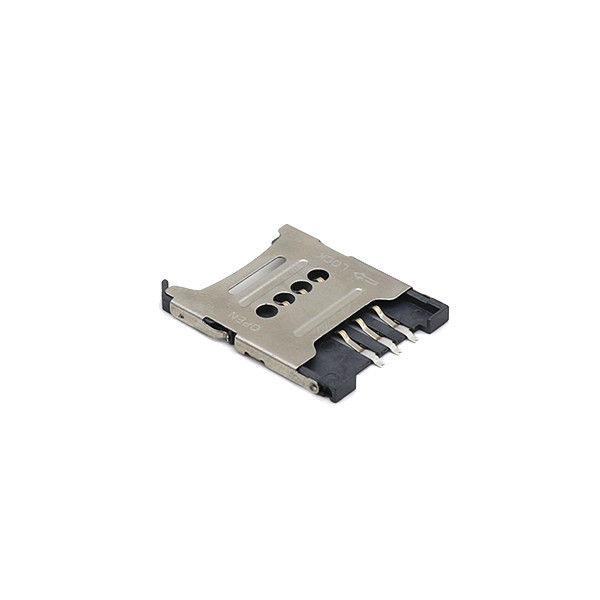 6 Pin Flip Type Sim Card Connector LCP Plastic Durability Long