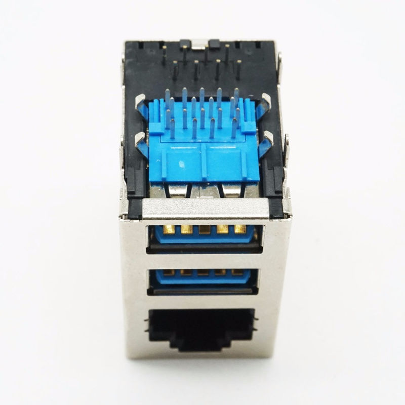 PBT Combo USB 3.0 180 Degree RJ45 Connector For LAN Ethernet Network
