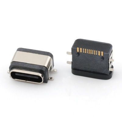 USB 16pin Waterproof IPX8 Type C Female Connector SMT AC DC 5V Rated Voltage