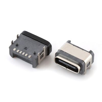 Waterproof dip Usb Connector 6pins female right angle waterproof type-c connector