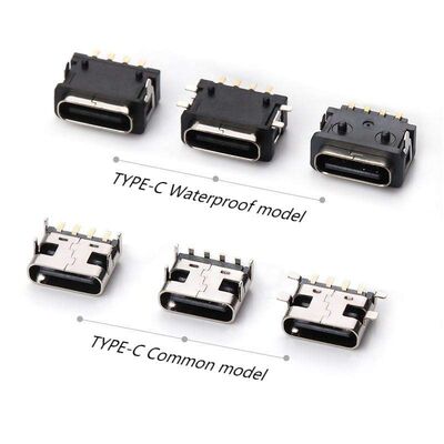 Waterproof Copper USB Type C 6 Pin Female Connector Data Transfer Cable with 3A Max Rated Current and 30V