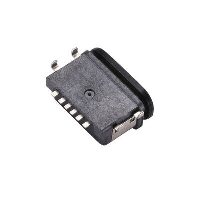Type C 6-Pin Female IPX7 Waterproof USB Connector Horizontal SMT Mounting Data Transfer