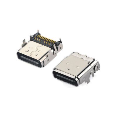 24PIN USB 3.1 Type C Female Hybrid Right-Angle Receptacle Connector for Phone Charging and Fast Data Transfer