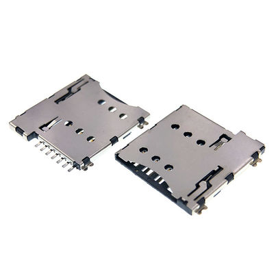 Push Pull Type Micro 7p SIM Card Socket Connector 1.35mm Height For PCB